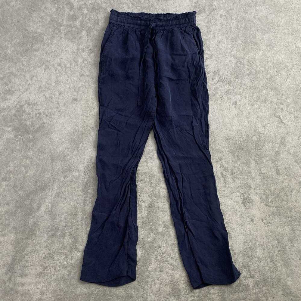 Jenni Kayne Pants Womens XS Navy Blue Rio Elastic Waist Drawstring Cupro Casual